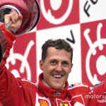 Der neue Formel 1 Weltmeister Michael Schumacher jubelt nach seinem Sieg beim Formel 1 Grand Prix von Japan