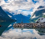 Family vacation travel RV, holiday trip in motorhome