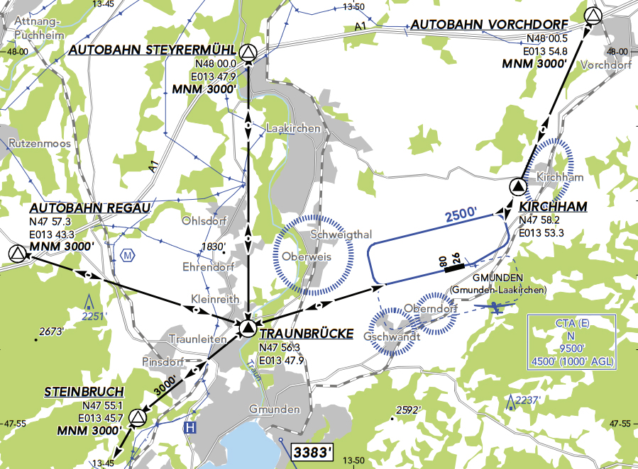 Letecká mapa letiště Gmunden-Laakirchen
