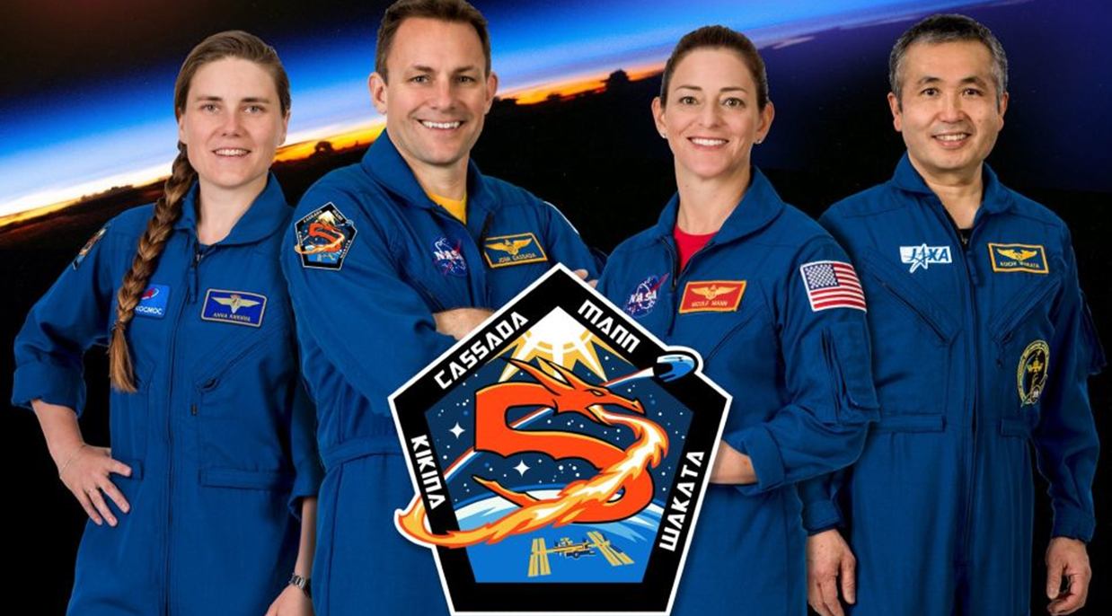Posádka mise Crew-5 zleva: Anna Kikinová, Josh A. Cassada, Nicole Aunapu Mannová a Kóiči Wakata / Foto: Wikipedie