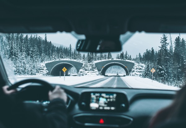 Winter,Driving,Through,The,Mountains,In,Canada