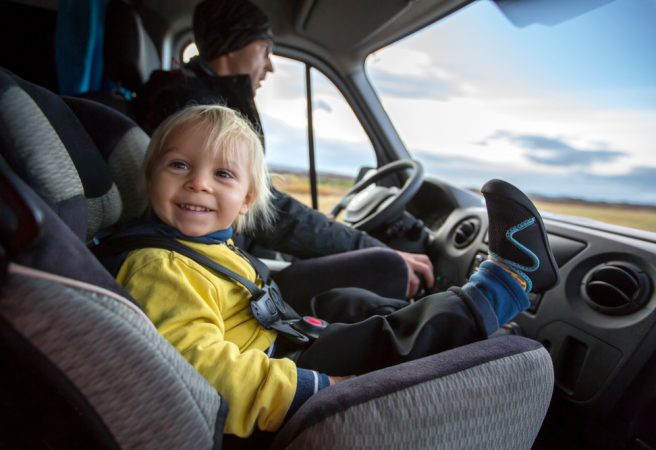 Cute,Toddler,Boy,,Kid,Sitting,On,The,Front,Seat,In