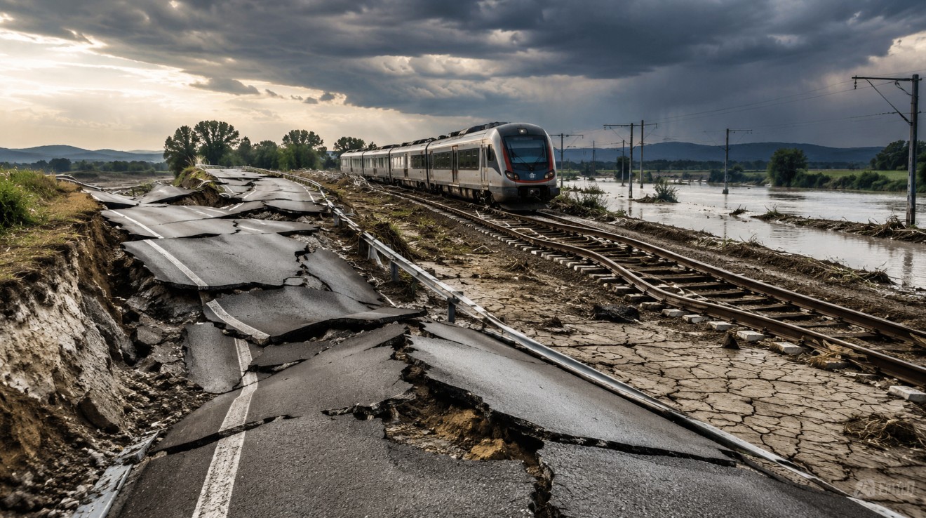 Začátek dopravní apokalypsy: Klimatická změna postupně ničí silnice a železnice v EU