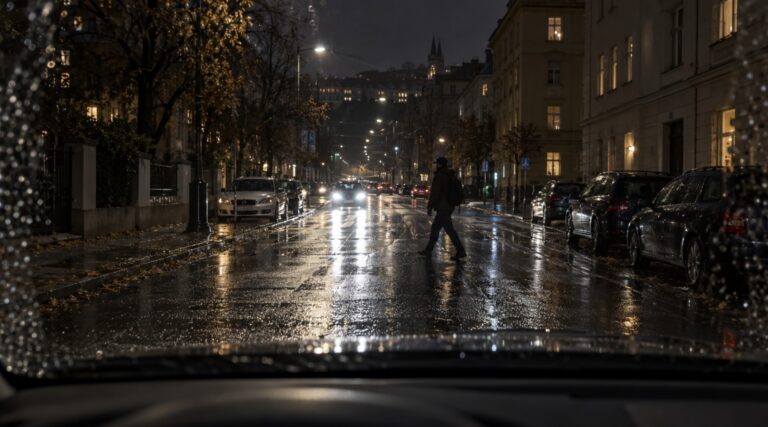 Vzkaz pro chodce: Ve tmě a za deště vás bez reflexních prvků téměř není vidět. A to ani ve městech